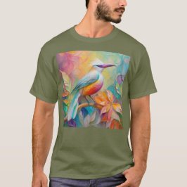 ピンククチバシの赤い胸の幻想的な鳥 Tシャツ