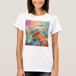 ピンククチバシの赤い胸の幻想的な鳥 Tシャツ