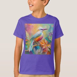 ピンククチバシの赤い胸の幻想的な鳥 Tシャツ