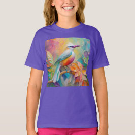 ピンククチバシの赤い胸の幻想的な鳥 Tシャツ