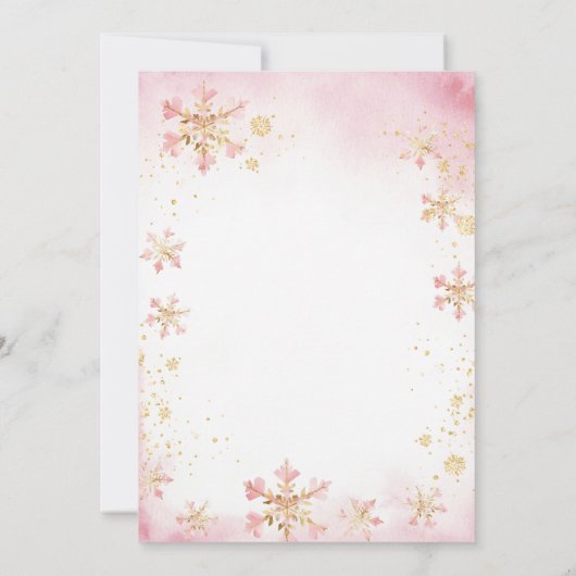 ピンククッキーとホットココアスノーフレーク6誕生日 招待状 (裏面)