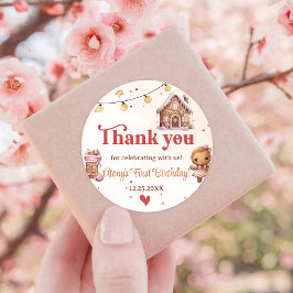 ピンククッキーのクリスマスバースデーパーティーのお気に入りシール ラウンドシール