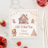 ピンククッキーのクリスマスバースデーパーティー スタンダードランチョンナプキン (インサイチュ)