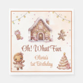 ピンククッキーのクリスマスバースデーパーティー スタンダードランチョンナプキン (正面)