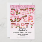 ピンククッキーのレタースリープバーバースデーパーティー 招待状 (正面)