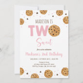 ピンククッキーツースイーツセカンド誕生日 招待状 (正面)