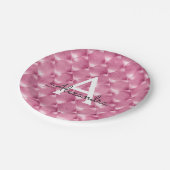 ピンククッションモノグラムの名前とイニシャル ペーパープレート (アングル)