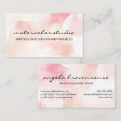 ピンククラウドアー絵画トの抽象芸術ブラシ水彩 名刺 (正面/裏面)