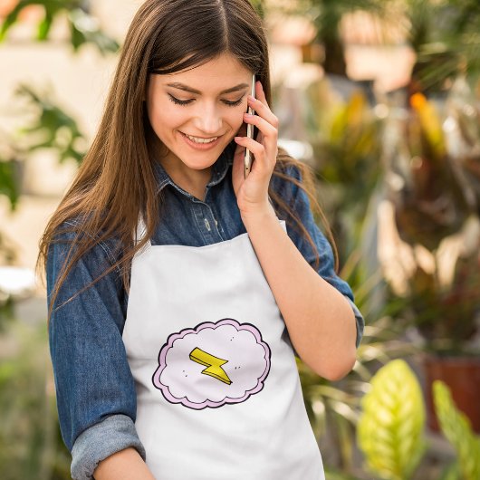 ピンククラウドイエロー稲妻ボルトアダルトエプロン スタンダードエプロン