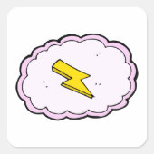 ピンククラウドイエロー稲妻ボルトスクエアステッカー スクエアシール (正面)