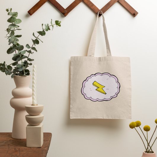 ピンククラウドイエロー稲妻ボルトトートバッグ トートバッグ