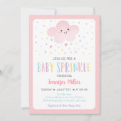 ピンククラウドガールベビー散布 招待状 (正面)