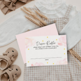 ピンククラウドガール赤ちゃんシャワーおむつラッフルカード 名刺