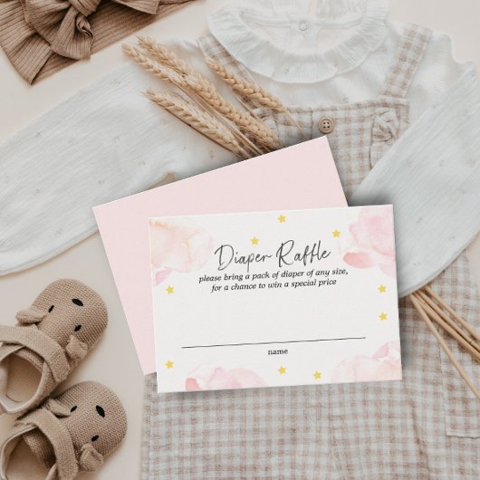 ピンククラウドガール赤ちゃんシャワーおむつラッフルカード 名刺