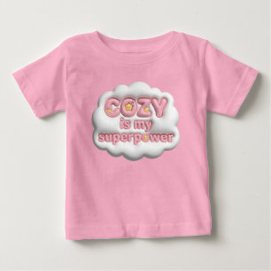 ピンククラウドコージーは私のスーパーパワーベイビーガールTシャツ ベビーTシャツ