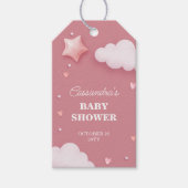 ピンククラウドテーマベビーシャワーありがとうお願い ギフトタグ (正面)