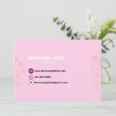 ピンククラウドハートサンキューカードスモールビジネス 招待状 (スタンド正面)