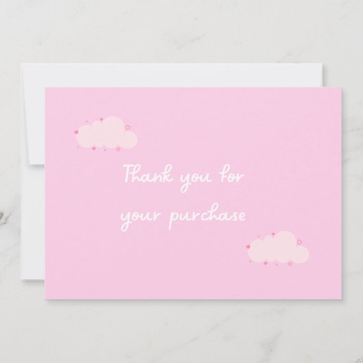 ピンククラウドハートサンキューカードスモールビジネス 招待状 (裏面)