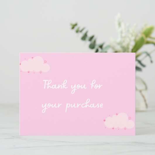ピンククラウドハートサンキューカードスモールビジネス 招待状 (スタンド正面)