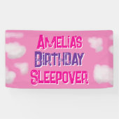 ピンククラウドパーソナライズされた誕生日スリープバー 横断幕 (横)