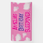 ピンククラウドパーソナライズされた誕生日スリープバー 横断幕 (縦)