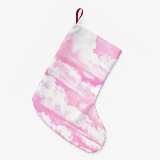 ピンククラウドファッション背景 スモールクリスマスストッキング (正面 (吊り時))