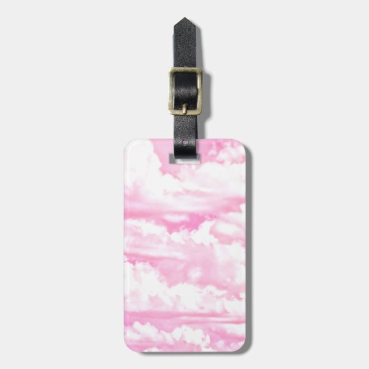 ピンククラウドファッション背景 ラゲッジタグ (正面縦)