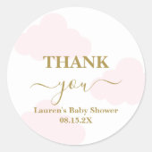 ピンククラウドベビーシャワーガールクラシックラウンドステッカー ラウンドシール (正面)