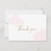 ピンククラウドベビーシャワーガールサンキューカード サンキューカード (正面)