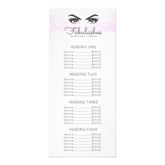 ピンククラウドメイクアップアーティストまつげ価格表 ラックカード (正面)