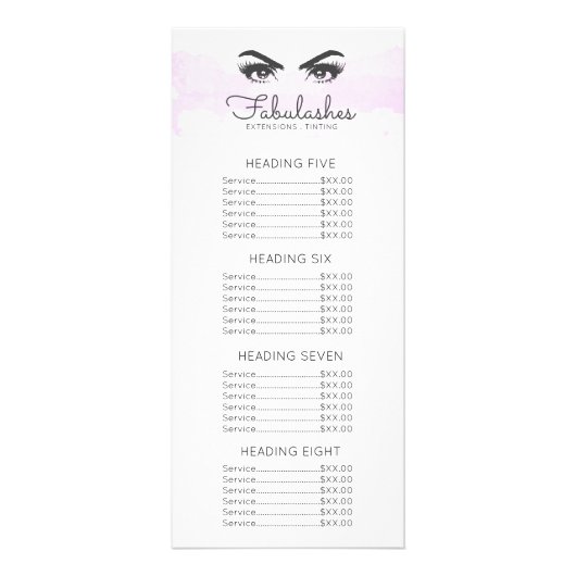 ピンククラウドメイクアップアーティストまつげ価格表 ラックカード (裏面)