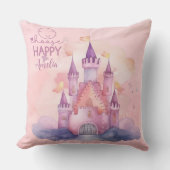 ピンククラウド上のハッピーパレスを選択 クッション (正面)