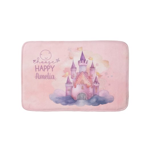 ピンククラウド上のハッピーパレスを選択 バスマット (正面)