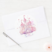 ピンククラウド上の親切な宮殿カスタマイズ可能 ラウンドシール (封筒)