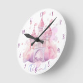 ピンククラウド上の親切な宮殿カスタマイズ可能 ラウンド壁時計 (傾斜)