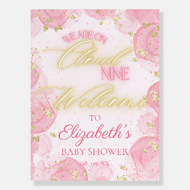 ピンククラウド9人の金ゴールドガールベビーシャワーへようこそ