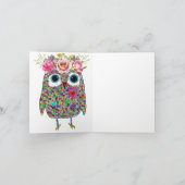 ピンククラウンフローラフクロウグリーティングカード シーズンカード (内部)