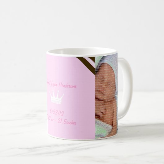 ピンククラウンベビーフォトコラージュマグ コーヒーマグカップ (正面右)