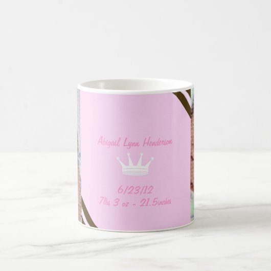 ピンククラウンベビーフォトコラージュマグ コーヒーマグカップ (中央)