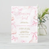 ピンククラウンボウベビーシャワー招待状 招待状 (スタンド正面)