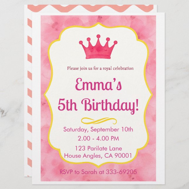 ピンククラウン誕生日招待状 | ザズレメイド魔法 レターヘッド (正面/裏面)