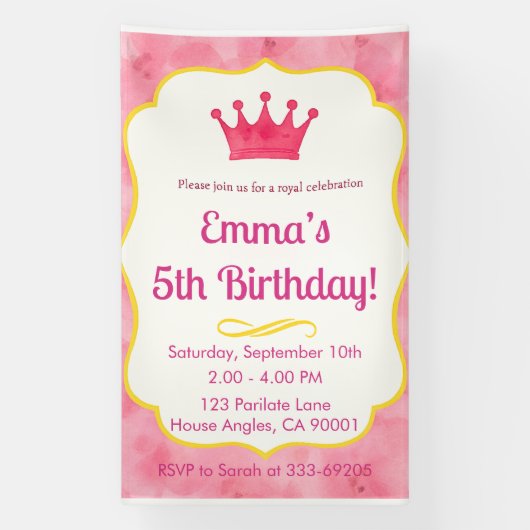 ピンククラウン誕生日招待状 | ザズレメイド魔法 横断幕 (縦)