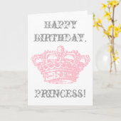 ピンククラウン誕生日 – パーソナライズ カード (黄色い花)