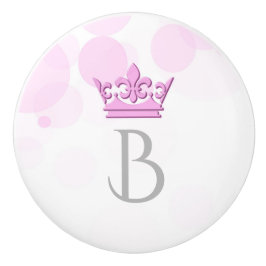 ピンククラウン&ド王室のットパーソナライズされたレターノブ セラミックノブ