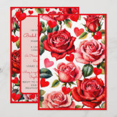 ピンククラウン&バラクイーンオブハートブライダルシャワー 招待状 (正面/裏面)