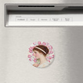 ピンククラシカルのチューリップのドレスを着た女性 マグネット (インサイチュ (食洗機))