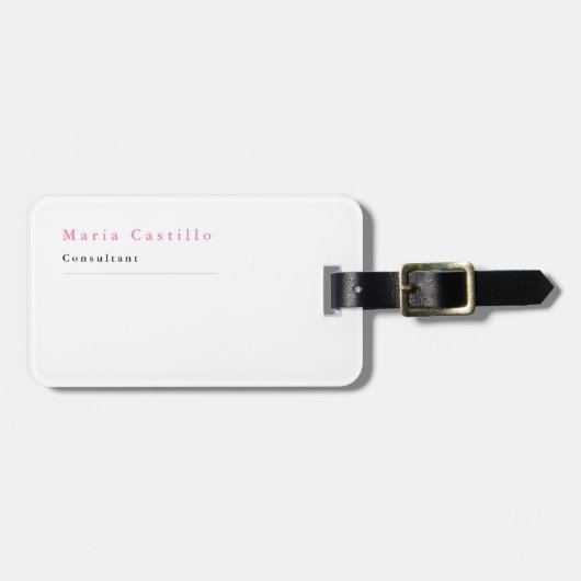 ピンククラシカルクエレガントホワイトミニマル平野 ラゲッジタグ (正面横)