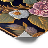 ピンククラシカルフローラレディイラストレーション ポスター (角)