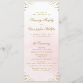 ピンククラシックと金ゴールド書道結婚式 プログラム (正面)