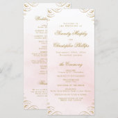 ピンククラシックと金ゴールド書道結婚式 プログラム (正面/裏面)